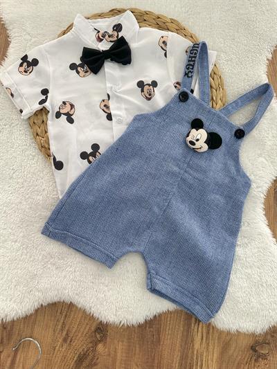 Mickey Mouse Gömlek Salopet Erkek Bebek Takım 6-9/9-12/12-18/18-24 Ay