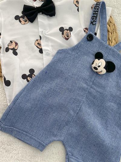 Mickey Mouse Gömlek Salopet Erkek Bebek Takım 6-9/9-12/12-18/18-24 Ay