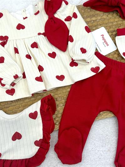 Büyük Kalp Baskılı Raporlu Yenidoğan Kız Bebek 5li Zıbın Set Hastane Çıkışı (Video Açıklamada)