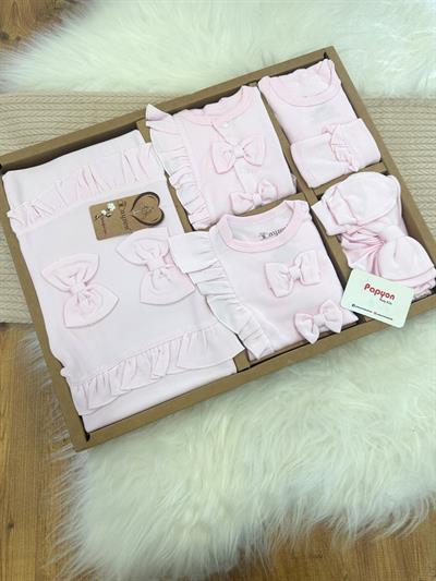 Naturel Fiyonklu Yenidoğan Kız Bebek 10lu Hastane Çıkış Seti