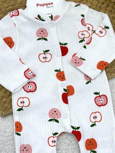 Elma Desenli Fitilli Kız Bebek Tulum (0-3/3-6/6-9 Ay)