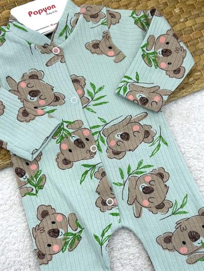 Koala Desenli Fitilli Uniseks Bebek Tulum (0-3/3-6/6-9 Ay)