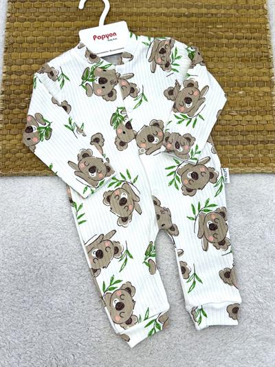 Koala Desenli Fitilli Uniseks Bebek Tulum (0-3/3-6/6-9 Ay)