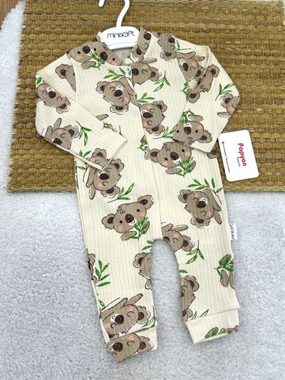 Koala Desenli Fitilli Uniseks Bebek Tulum (0-3/3-6/6-9 Ay)