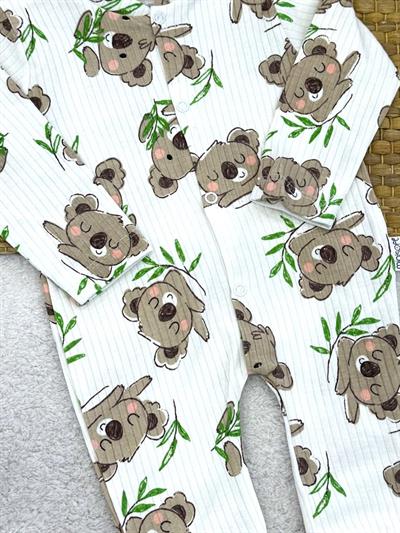 Koala Desenli Fitilli Uniseks Bebek Tulum (0-3/3-6/6-9 Ay)