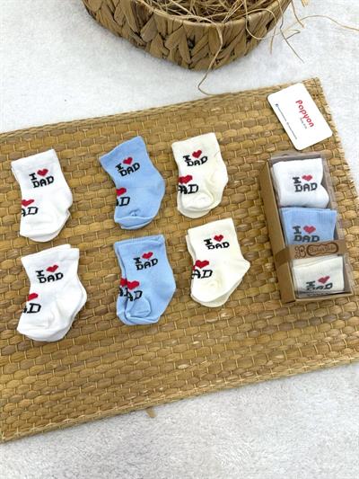 I Love Dad Kutulu 6lı Bebek Çorap 0-6 Ay
