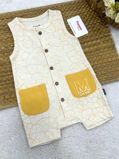 Crack Pattern 2ip Erkek Bebek Askılı Tulum (3-6/6-9/9-12/12-18 Ay)