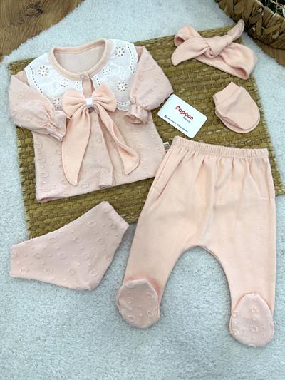 Paris Vintage Kız Bebek 5li Zıbın Set Hastane Çıkışı