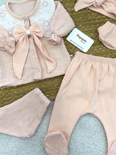 Paris Vintage Kız Bebek 5li Zıbın Set Hastane Çıkışı