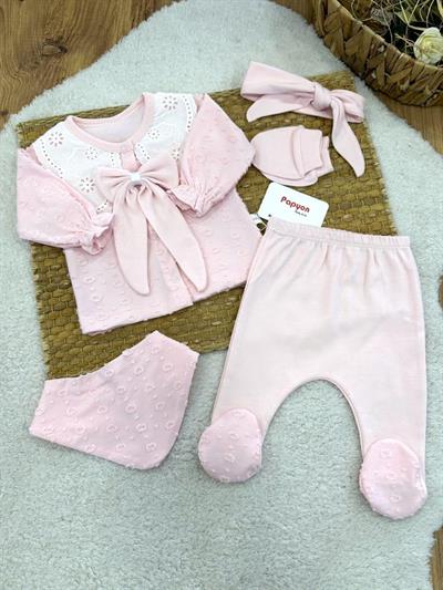 Paris Vintage Kız Bebek 5li Zıbın Set Hastane Çıkışı