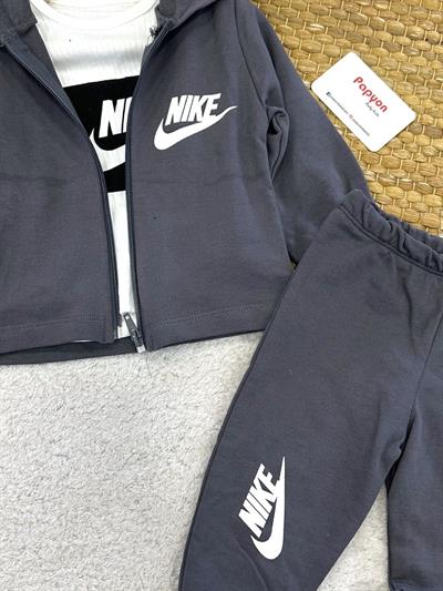 Nike Baskılı Kapşonlu Ceketli Erkek Bebek 3lü Takım (6-9/9-12/12-18/18-24 Ay)