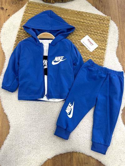 Nike Baskılı Kapşonlu Ceketli Erkek Bebek 3lü Takım (6-9/9-12/12-18/18-24 Ay)