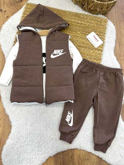 Nike Baskılı Kapşonlu Yelekli Erkek Bebek 3lü Takım (6-9/9-12/12-18/18-24 Ay)