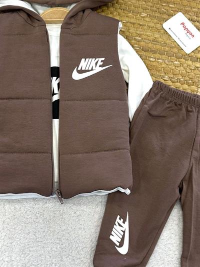 Nike Baskılı Kapşonlu Yelekli Erkek Bebek 3lü Takım (6-9/9-12/12-18/18-24 Ay)