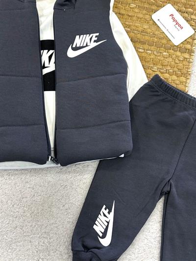 Nike Baskılı Kapşonlu Yelekli Erkek Bebek 3lü Takım (6-9/9-12/12-18/18-24 Ay)