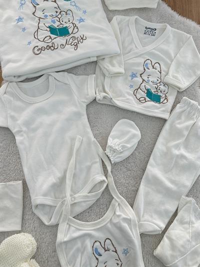 Bilgin Tavşan Yenidoğan Erkek Bebek 10lu Zıbın Set Hastane Çıkışı