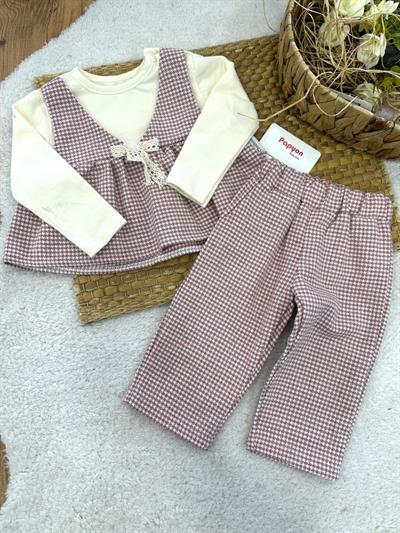 Kazayağı Desenli Kız Bebek 2li Takım (3-6/6-9/9-12/12-18 Ay)