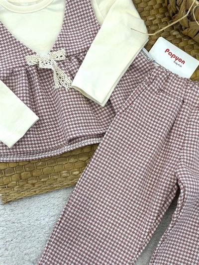 Kazayağı Desenli Kız Bebek 2li Takım (3-6/6-9/9-12/12-18 Ay)