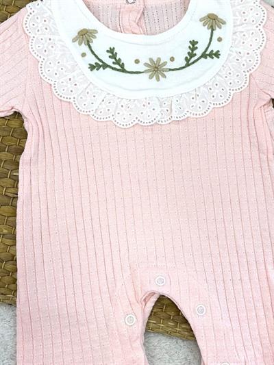 Çiçek Nakışlı Yakalı Güpürlü Kız Bebek Yazlık Şort Tulum (0-3/3-6/6-9/9-12 Ay)