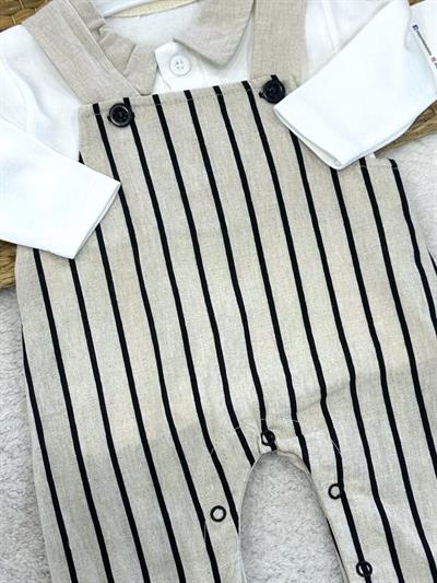 Çizgili Salopetli Gömlekli Erkek Bebek Takım (0-3/3-6/6-9/9-12 Ay)