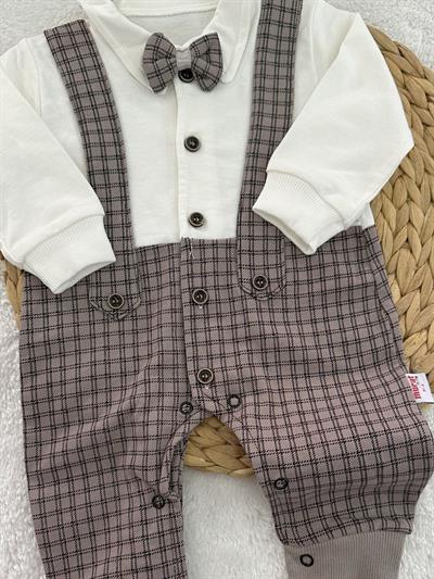 Düğmeli Papyonlu Erkek Bebek Tulum (0-3/3-6/6-9/9-12 Ay)