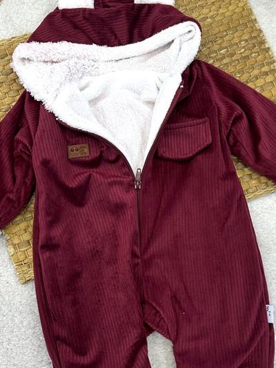 Fitilli Kadife İçi Welsoft Kapşonlu Bebek Tulum (6-9/9-12/12-18/18-24 Ay)