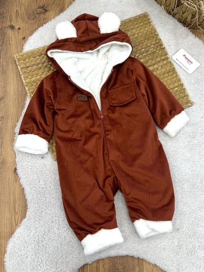 Fitilli Kadife İçi Welsoft Kapşonlu Bebek Tulum (6-9/9-12/12-18/18-24 Ay)