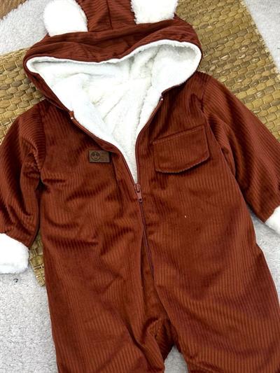 Fitilli Kadife İçi Welsoft Kapşonlu Bebek Tulum (6-9/9-12/12-18/18-24 Ay)