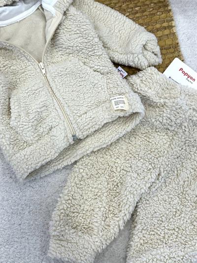 Kanguru Cepli Kapşonlu Ceketli Erkek Bebek Peluş Takım (0-3/3-6/6-9/9-12 Ay)