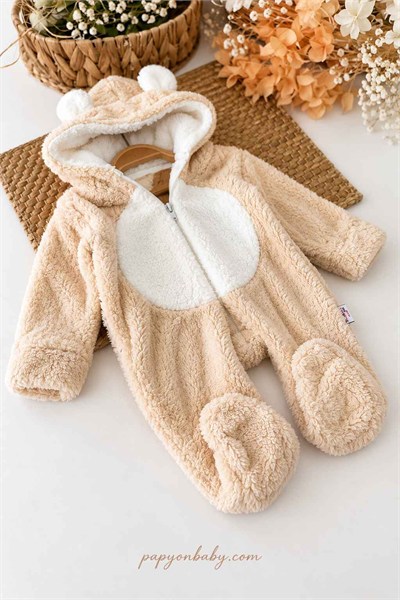 Kapüşonlu Kulaklı Peluş Bebek Kozmonot Tulum (0-3/3-6/6-9/9-12 Ay)