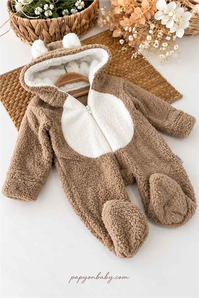 Kapüşonlu Kulaklı Peluş Bebek Kozmonot Tulum (0-3/3-6/6-9/9-12 Ay)