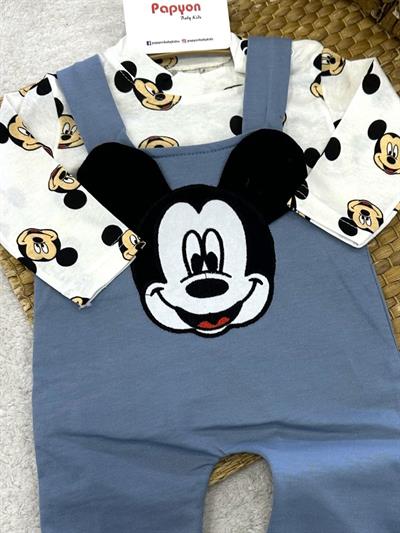 Mickey Mouse Erkek Bebek Badili Salopet Takım (0-3/3-6/6-9/9-12 Ay)