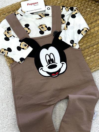 Mickey Mouse Erkek Bebek Badili Salopet Takım (0-3/3-6/6-9/9-12 Ay)