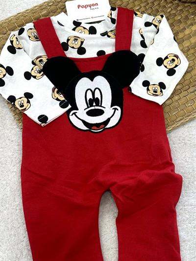 Mickey Mouse Erkek Bebek Badili Salopet Takım (0-3/3-6/6-9/9-12 Ay)