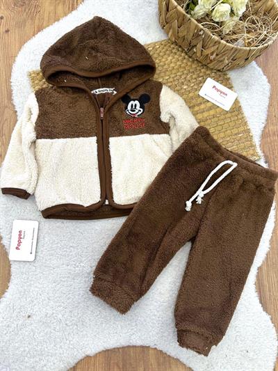 Mickey Mouse Nakışlı Erkek Bebek Peluş Takım 6-9/9-12/12-18/18-24 Ay