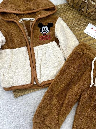 Mickey Mouse Nakışlı Erkek Bebek Peluş Takım 6-9/9-12/12-18/18-24 Ay