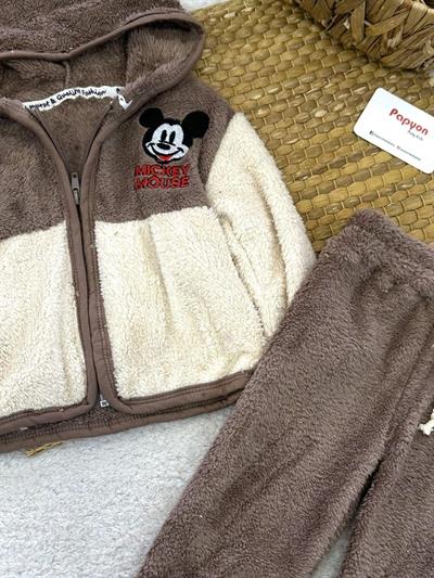 Mickey Mouse Nakışlı Erkek Bebek Peluş Takım 6-9/9-12/12-18/18-24 Ay