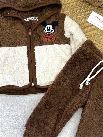 Mickey Mouse Nakışlı Erkek Bebek Peluş Takım 6-9/9-12/12-18/18-24 Ay