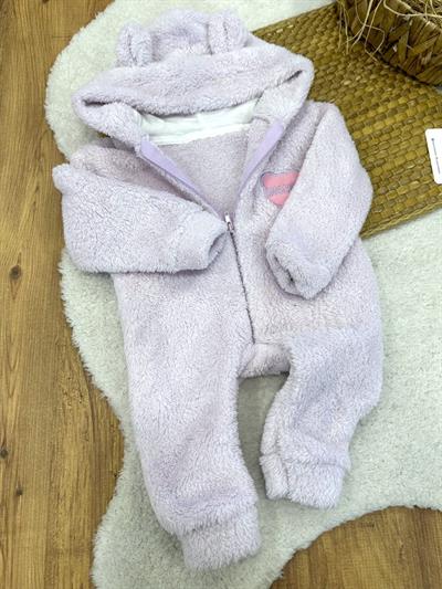 Moschino Armalı Kulaklı Kapşonlu Bebek Peluş Tulum (0-3/3-6/6-9/9-12 Ay)