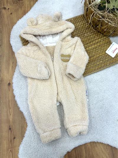 Moschino Armalı Kulaklı Kapşonlu Bebek Peluş Tulum (0-3/3-6/6-9/9-12 Ay)