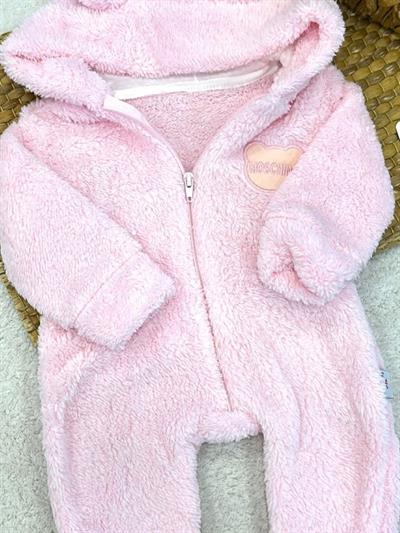 Moschino Armalı Kulaklı Kapşonlu Bebek Peluş Tulum (0-3/3-6/6-9/9-12 Ay)