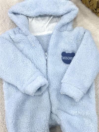 Moschino Armalı Kulaklı Kapşonlu Bebek Peluş Tulum (0-3/3-6/6-9/9-12 Ay)