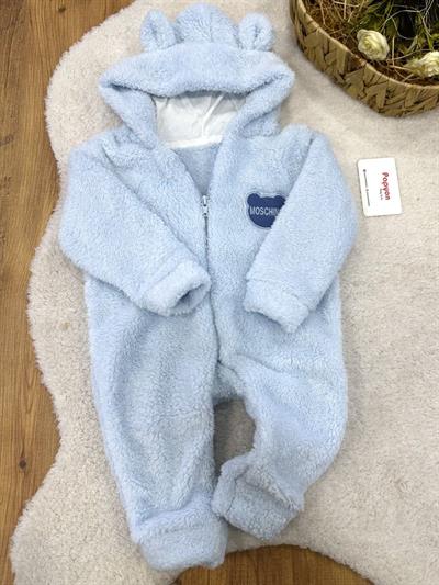 Moschino Armalı Kulaklı Kapşonlu Bebek Peluş Tulum (0-3/3-6/6-9/9-12 Ay)