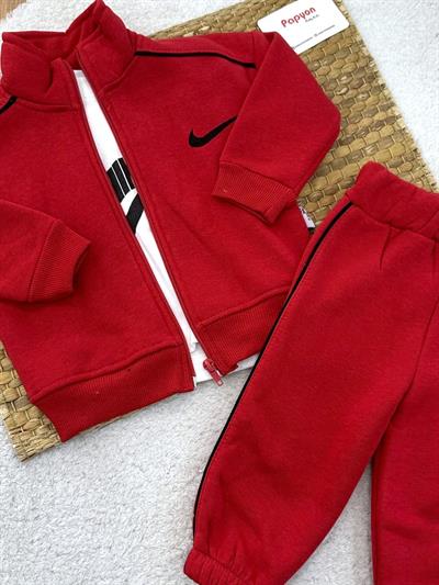 Nike Baskılı 3ip Şardonlu Ceketli Bebek 3lü Takım (6-9/9-12/12-18/18-24 Ay)
