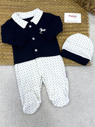 Sallanan At Nakışlı Bereli Erkek Bebek Tulum (0-3/3-6 Ay)