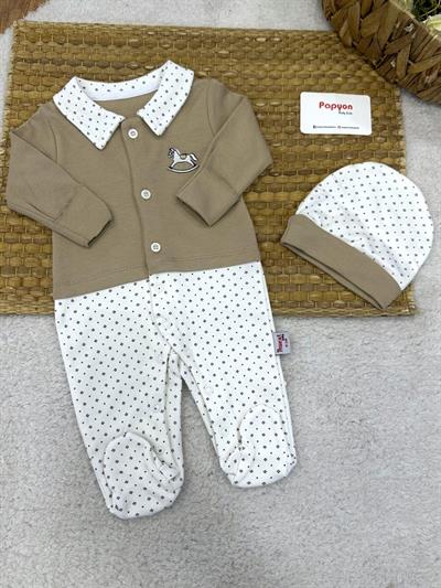 Sallanan At Nakışlı Bereli Erkek Bebek Tulum (0-3/3-6 Ay)