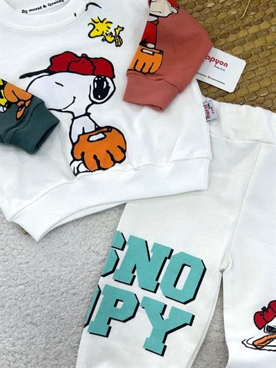 Snoopy Baskılı 2ip Erkek Bebek Takım (6-9/9-12/12-18/18-24 Ay)
