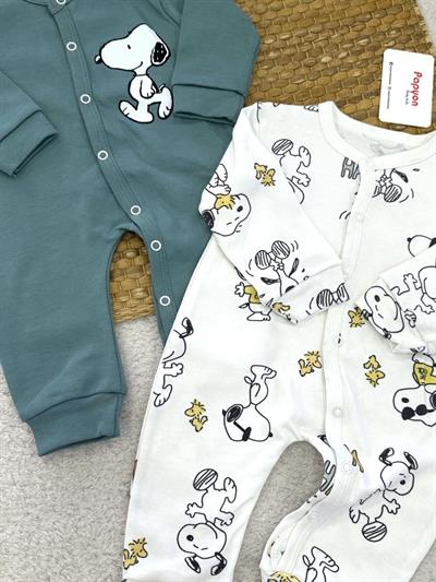 Snoopy Baskılı Uniseks Bebek 2li Tulum (0-3/3-6 Ay)