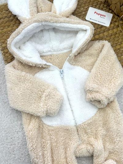 Tavşan Kulaklı Kapşonlu Bebek Peluş Tulum (0-3/3-6/6-9/9-12 Ay)
