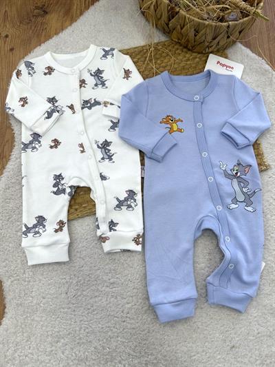 Tom ve Jerry Baskılı Erkek Bebek 2li Tulum (0-3/3-6 Ay)